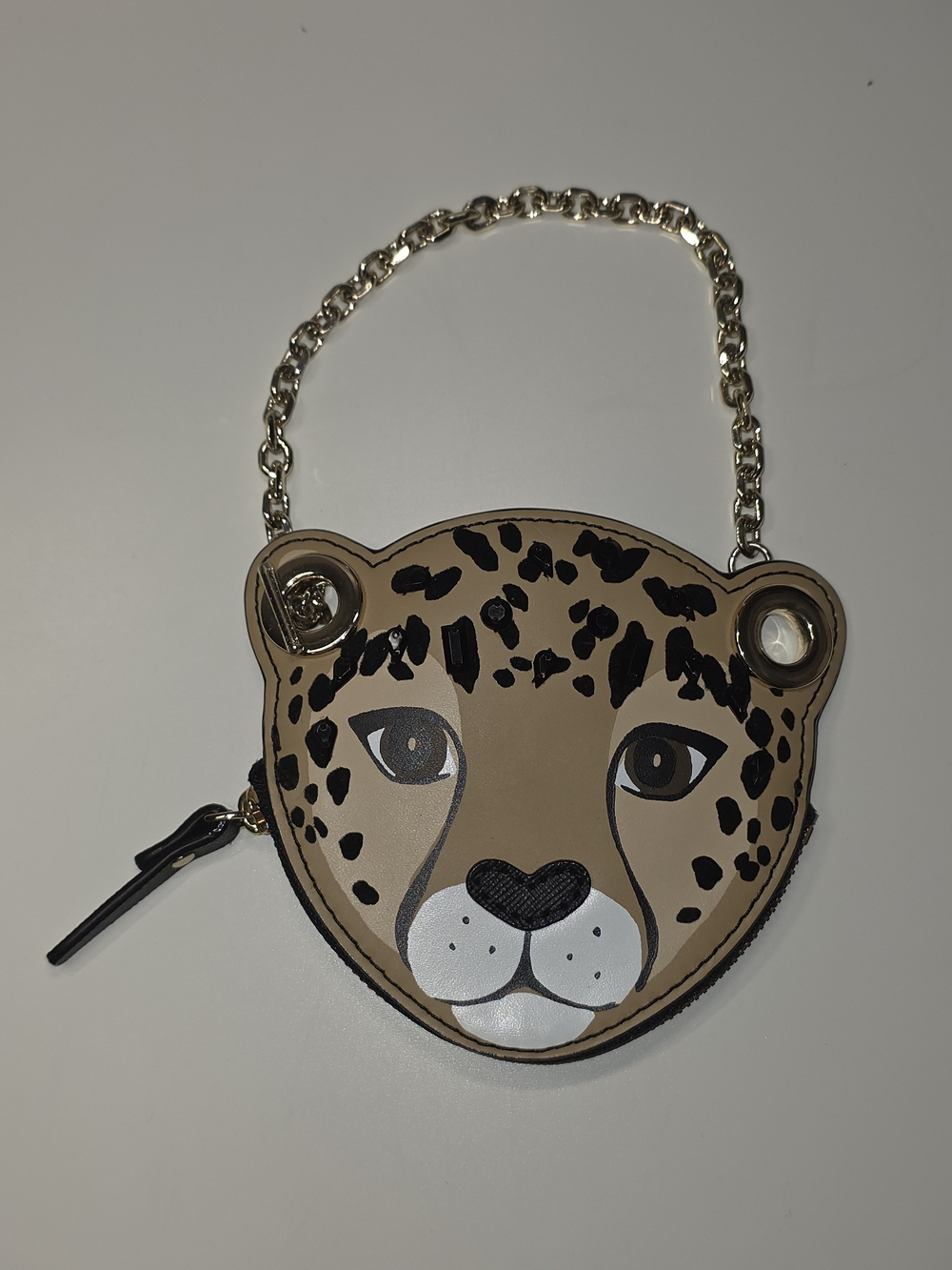 kate spade Leopard Face Chain Wristlet - Tan & Black